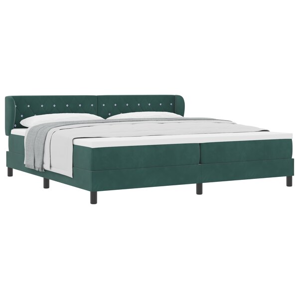 Lit Box Spring vidaXL avec Matelas Vert Foncé 200x200 cm Velours