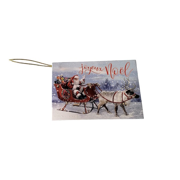 6 Étiquettes Cadeaux Noël Attache Fil Doré - Père Noêl Et Son Traineau