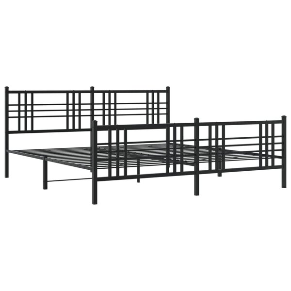 vidaXL Cadre de lit métal avec tête de lit/pied de lit noir 183x213 cm