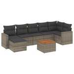 vidaXL Salon de jardin 8 Pièces avec coussins gris résine tressée