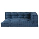 vidaXL Coussin de canapé en palette avec soutien pour bras et dos - Tissu bleu