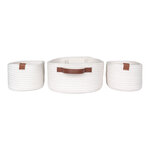 3 paniers blancs en coton