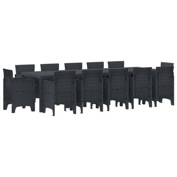 Ensemble de salle à manger de jardin vidaXL 13 pièces Anthracite Poly Rattan