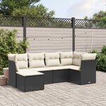 vidaXL Salon de jardin 6 Pièces avec coussins noir résine tressée