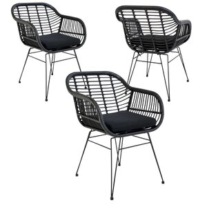 6 fauteuils en polyrotin noir TRIESTE