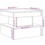 vidaXL Table basse avec lumières LED chêne fumé 50x50x40 cm