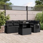 vidaXL Salon de jardin 6 Pièces avec coussins noir résine tressée