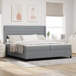 Lit Box Spring vidaXL avec matelas et lumière LED Gris clair 200x200 cm Tissu