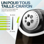Taille-crayon Electrique Professionnel- 6 trous - Reservoir- Pour crayons 8 à 11 mm- Démarrage et  Arrêt automatiques- ACROPAQ
