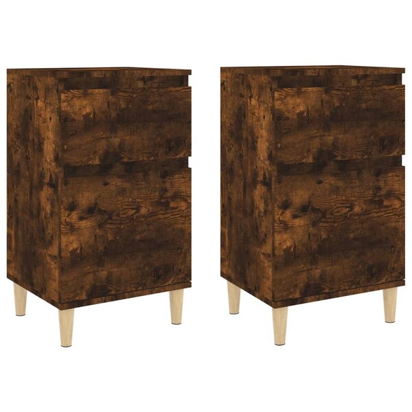 vidaXL Tables de chevet 2 Pièces chêne fumé 40x35x70 cm