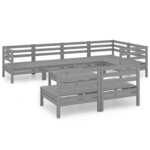 Salon de jardin meuble d'extérieur ensemble de mobilier 8 pièces bois de pin massif gris 02_0017839