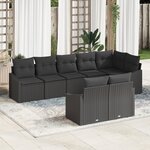 vidaXL Ensemble de canapés de jardin 8 pièces avec coussins en poly rotin noir