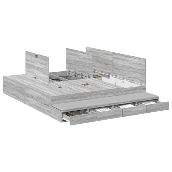 vidaXL Cadre de lit Gris Sonoma 200x200 cm