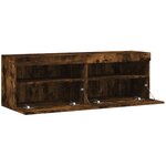 vidaXL Meubles TV muraux et lumières LED 2Pièces chêne fumé 60x30x40 cm