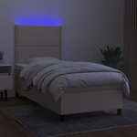 vidaXL Sommier à lattes de lit et matelas et LED Crème 90x190 cm Tissu