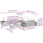 Canapé de jardin vidaXL 14 pièces avec coussins gris poly rotin