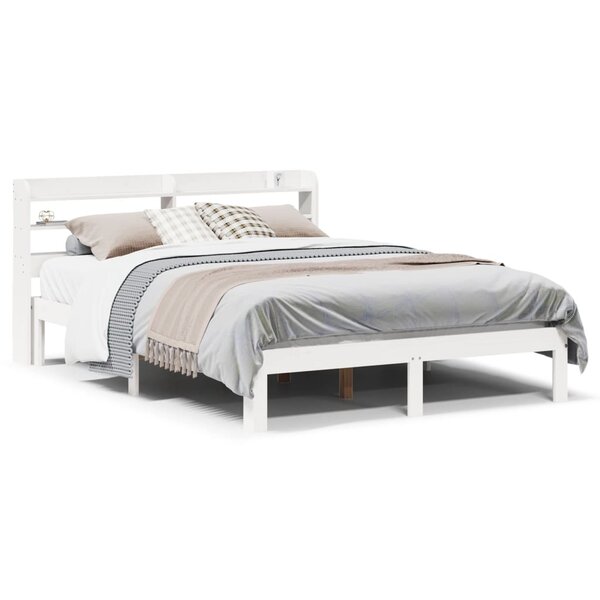 vidaXL Cadre de lit avec tête de lit sans matelas blanc 120x190 cm