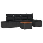 vidaXL Set de Canapé de Jardin de 6 Pièces avec Coussins en Poly Rattan Noir