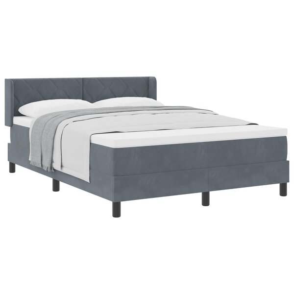 Lit à sommier tapissier avec matelas gris foncé 140x200 cm en velours