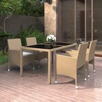 vidaXL Ensemble à manger de jardin 5 Pièces Rotin verre trempé Beige
