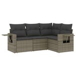 vidaXL Salon de jardin 4 Pièces avec coussins gris résine tressée