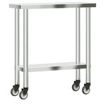 vidaXL Table de travail de cuisine avec roues 82 5x30x85 cm inox