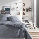 Parure de lit 220 x 240 cm - coton imprimé rayé Navy
