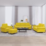 vidaXL Ensemble de canapés 4 Pièces avec coussins Jaune Velours