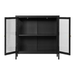Armoire 2 portes vitrées acier noir 80 x 35 x 80 cm