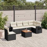 vidaXL Salon de jardin 7 Pièces avec coussins noir résine tressée