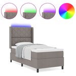 lit box spring vidaXL avec matelas et LED - taupe  100x200 cm en tissu