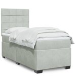 vidaXL Sommier à lattes de lit et matelas Gris clair 100x200cm Velours