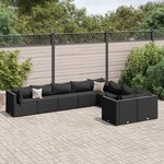 vidaXL Salon de jardin 9 Pièces avec coussins noir résine tressée