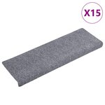 vidaXL Tapis d'escalier 15 Pièces Tissu aiguilleté 65x21x4 cm Gris clair