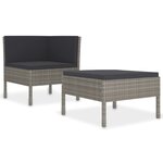 vidaXL Salon de jardin 2 Pièces avec coussins Résine tressée Gris