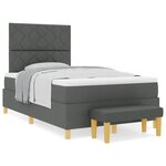 vidaXL Lit à ressorts avec matelas et banc gris foncé 120x200 cm tissu