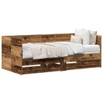 vidaXL Lit de jour avec tiroirs Bois ancien Bois d'ingénierie 90 x 200 cm