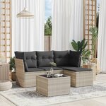 vidaXL Salon de jardin 5 Pièces avec coussins gris clair résine tressée