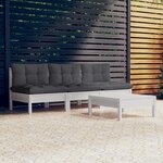vidaXL Salon de jardin 4 Pièces avec coussins anthracite Bois de pin