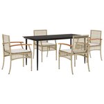 vidaXL Ensemble à manger de jardin avec coussins 5Pièces Beige poly rotin