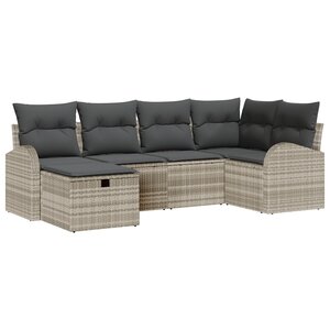 vidaXL Ensemble de canapé de jardin 6 pièces avec coussins en poly rattan gris clair