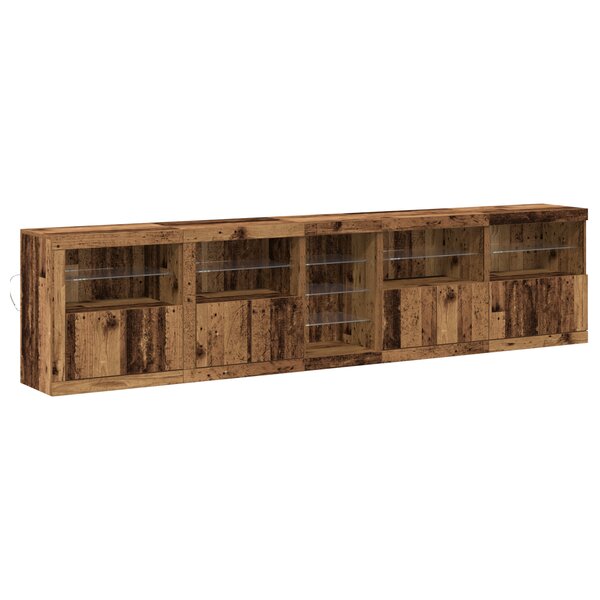 vidaXL Buffet avec éclairage LED Bois ancien 283x37x67 cm Bois d'ingénierie