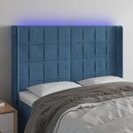 vidaXL Tête de lit à LED Bleu foncé 147x16x118/128 cm Velours