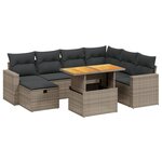 vidaXL Salon de jardin 8 Pièces avec coussins gris résine tressée