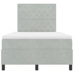 Box Spring VidaXL avec Matelas & Lumières LED Gris clair 120x190 cm Velours