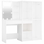 vidaXL Coiffeuse à LED avec 2 armoires Blanc Bois d'ingénierie