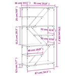 vidaXL Bibliothèque sonoma gris 91x36x176cm bois d'ingénierie et acier