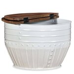 vidaXL Table basse Bois de récupération massif Blanc Forme de baril