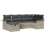 Ensemble de Canapé de Jardin 6 Pièces avec Coussins en Rotin Poly Gris Clair