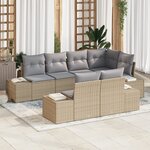 vidaXL Ensemble de canapés de jardin 7 pièces avec coussins en rotin beige